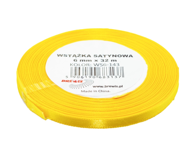 Wstążka satynowa 6mmx32m żółty 2 Brewis